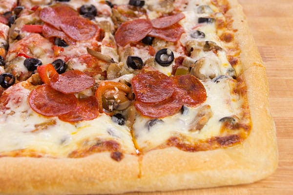 Close up of our pizza in Austintown and Boardman